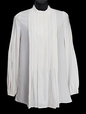ESCADA Women's Pleated Blouse Top Off White Size 32 US 2