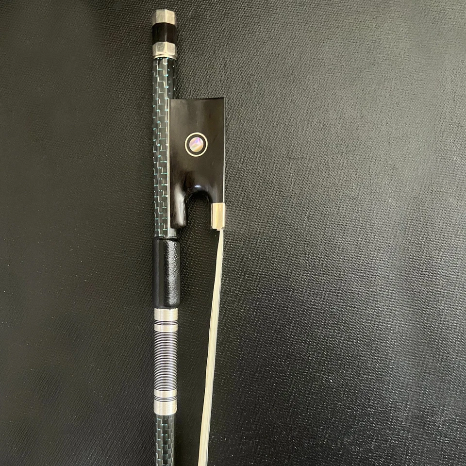 3/4Carbon Fiber FINE Violin Bow Blue Silver Silk Braided Stick Ebony Frog No.002 - Image 4 of 4