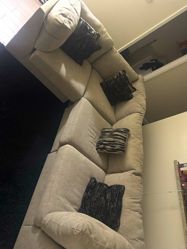 Beige/Black Fabric Sectional Sofa Left Chaise Cushions Modern 70x35x50