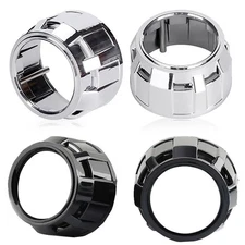 Black Silver Shrouds Fit 2.5'' Xenon&LED Projector Lens Headlight Easy Retrofit
