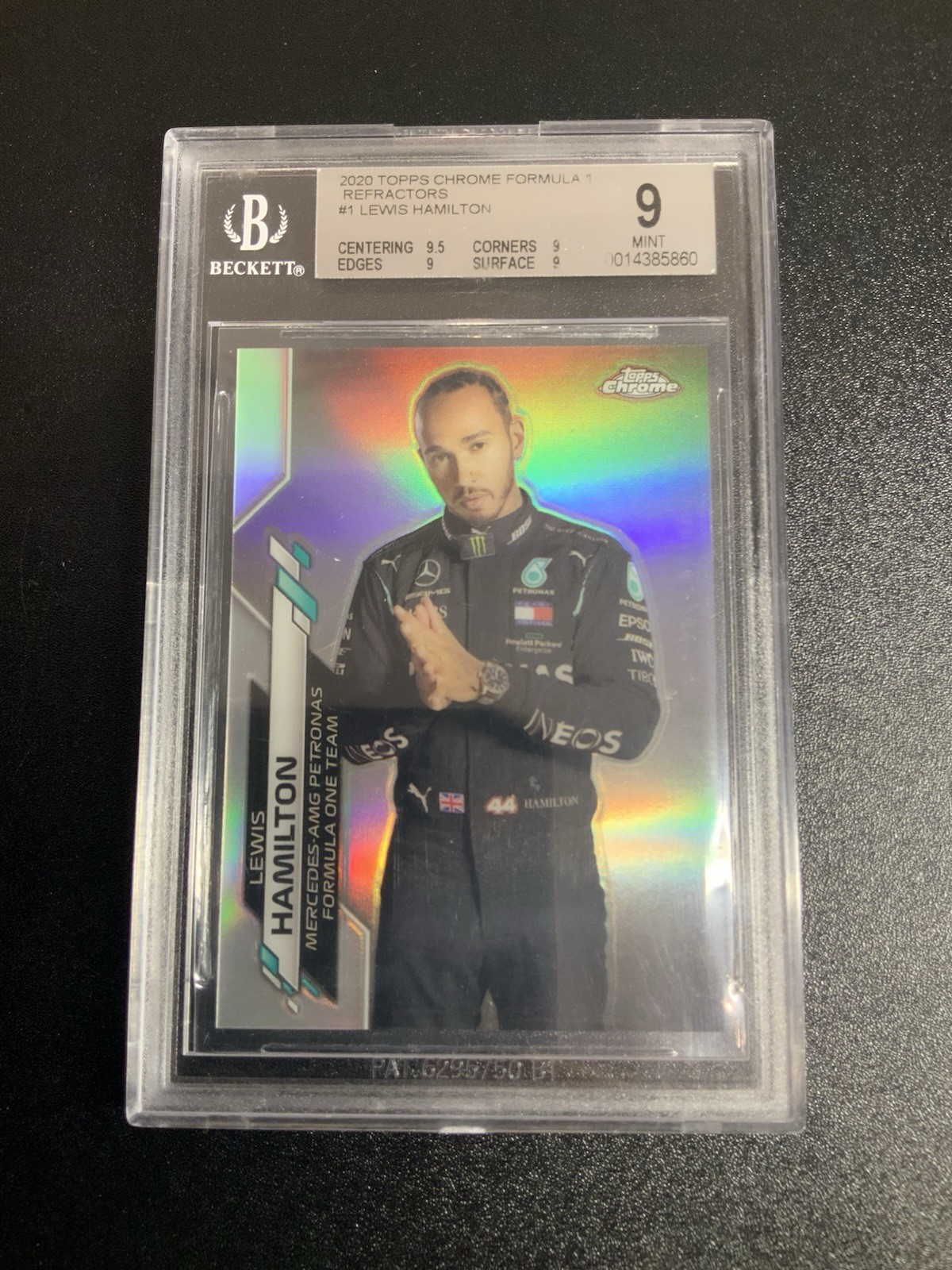 Lewis Hamilton 2020 Topps Chrome F1 Refractor #1 Portrait BGS 9 Rookie