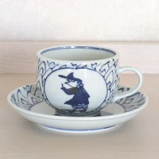 Y1220 Arita ware Shin kiln Aoka cup and saucer