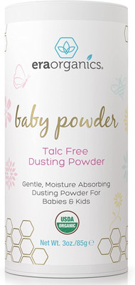 Era Organics Talk-Free Organic Baby Powder - USDA Organic Dusting Powder with Ar