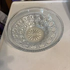 Vintage Federal Glass WINDSOR Clear Glass 7 1/2" Round BOWL Button & Cane