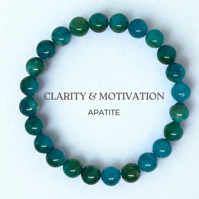 Blue Apatite Stone Bracelet 8MM | Handmade Crystal Healing Jewelry for Women - Image 2 of 4