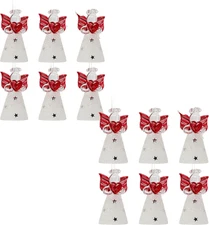 Angel Christmas Ornaments - White Glitter Star Angels with Red Hearts and Wings