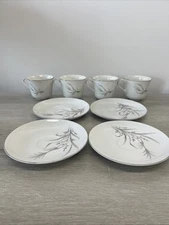4 Castlecourt Fine China Wheat Spray Tea Cup With Saucers!!!