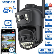 5K 10MP Wifi Camera PTZ Outdoor AI Human Detection Dual Screen 4K 8MP CCTV Secur