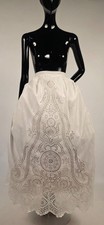 CIVIL WAR 1860  S HAND SEWN RICH ORNATE EYELET WHITE SKIRT 