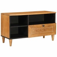 Tv-SchräNk Hellbraun 80 X 33 X 46 Cm Massives Mangoholz