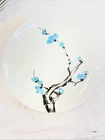 Vintage Red Wing Pottery Driftwood Blue Flowers 11" Dinner Plate, Hand Painted