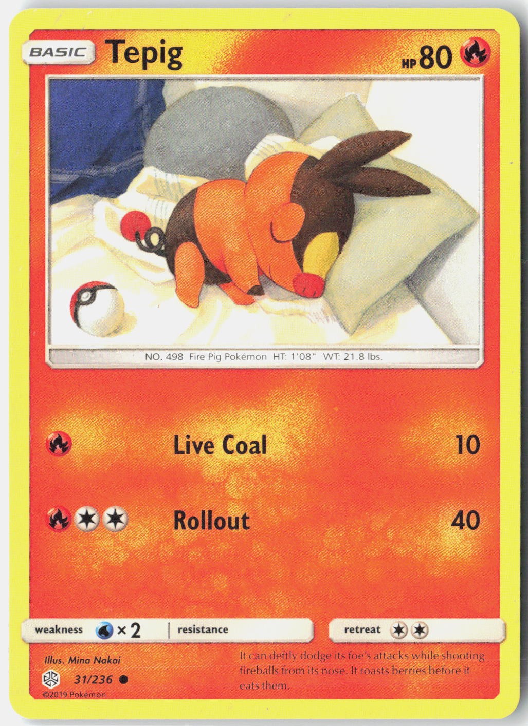Tepig 31/236 Common Cosmic Eclipse Pokemon Lightly Played