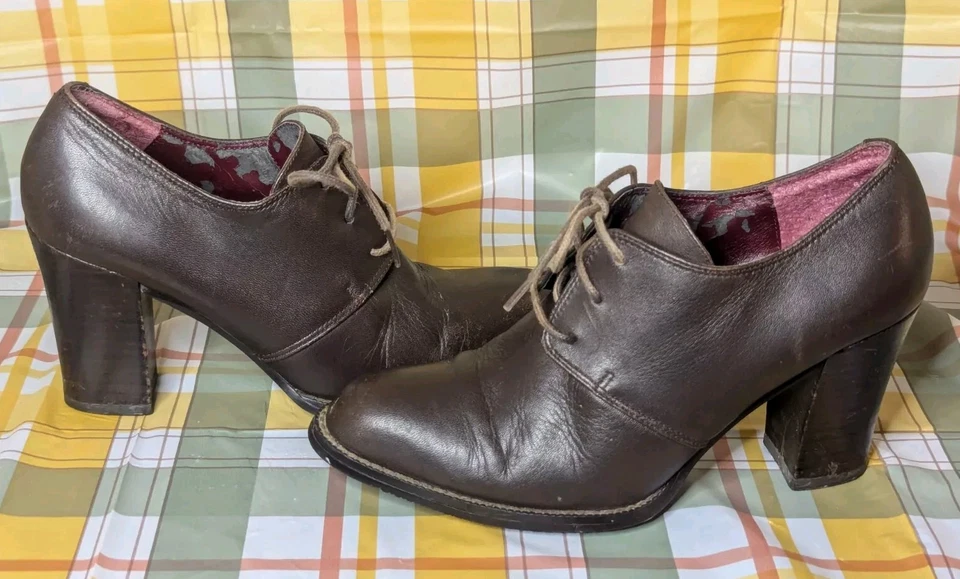 Sam & Libby Shoes Brown Leather Oxfords Heels Size 6.5 School Girl Victorian - Image 2 of 4