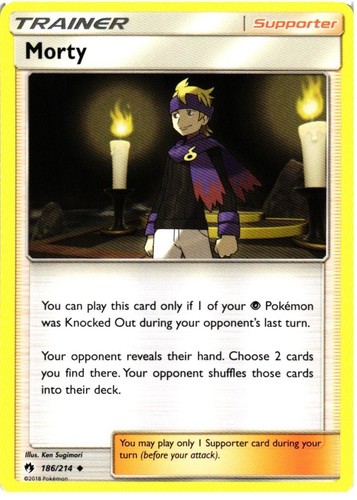 Morty 186/214 Uncommon Lost Thunder Pokemon Near Mint