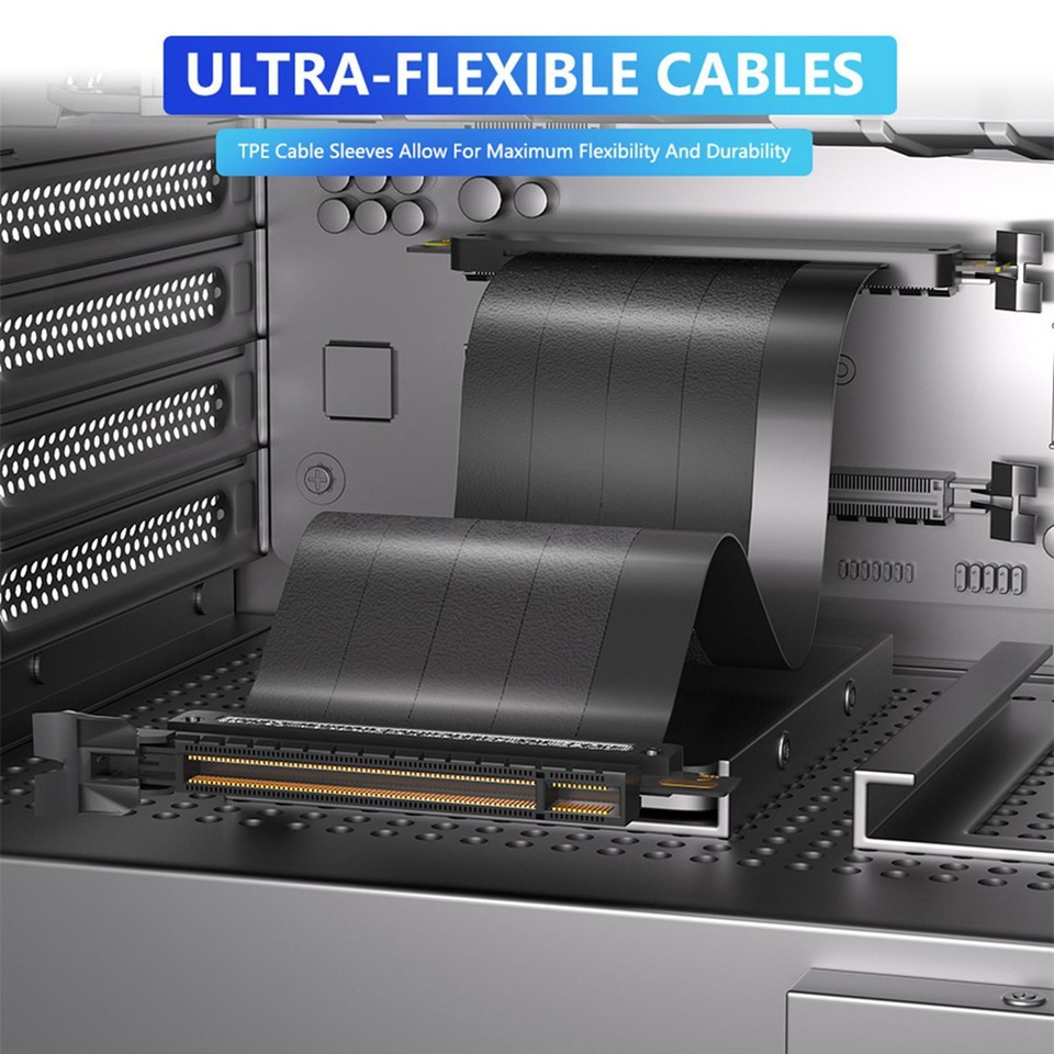 2X PCIE 4.0 16X Extension Cable High Speed GPU Riser Cable with PCI ...