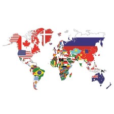 Wandtattoo Weltkarte Länderflaggen Aufkleber Wandaufkleber Wandsticker WW06-06
