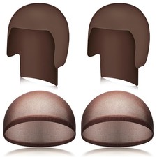4-Pack Halloween Makeup Latex Bald Caps Bald Head Wig Cap Costume Brown