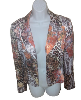 Women leopard& flowers dress jacket by Alberto Makali size 12