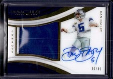 Dan Bailey 2018 Panini Immaculate #PP-DB Patch On Card Auto /49