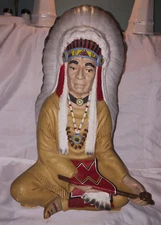 Vtg 13" Byron Molds Native American Indian Chief Ceramic HandPainted Statue 70's