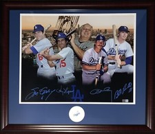 1981 Dodgers WS Infield signed 16x20 Photo Framed Steve Garvey Lopes Cey Tristar