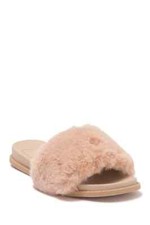 NEW Dolce Vita Women US 8 Gwynn Faux Fur Slide Sandal Slipper Open Toe Rose