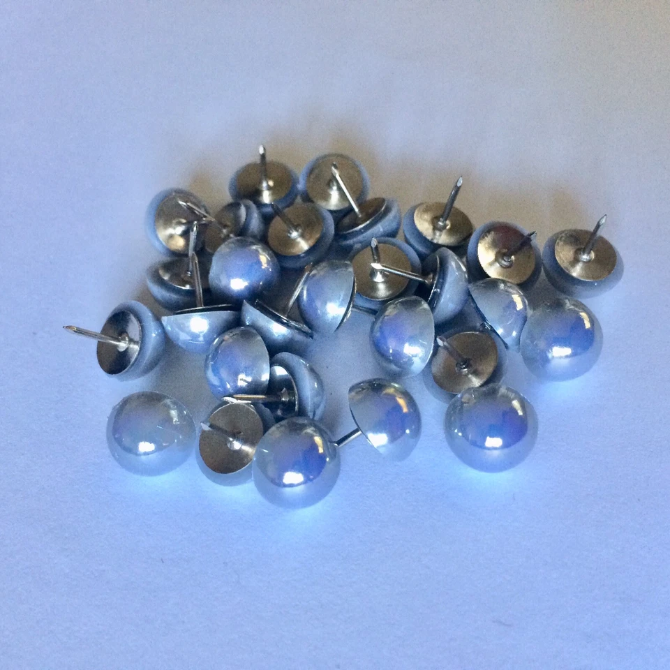 60 Pearlized Thumb Tacks Push Pin Office School Home Cork Board 12mm Gray/Silver - Image 3 of 4