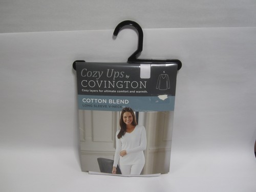 Free Ship, COVINGTON COZY UPS Long Sleeve V Neck Top, White, Size S