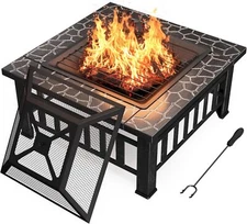 Devoko Outdoor Fire Pit, 32 Inch Firepit Table Metal Outdoor Fireplaces