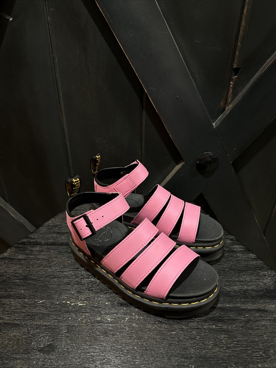 Dr Martens BLAIRE in Fondant Pink Leather Strap Sandals Shoes