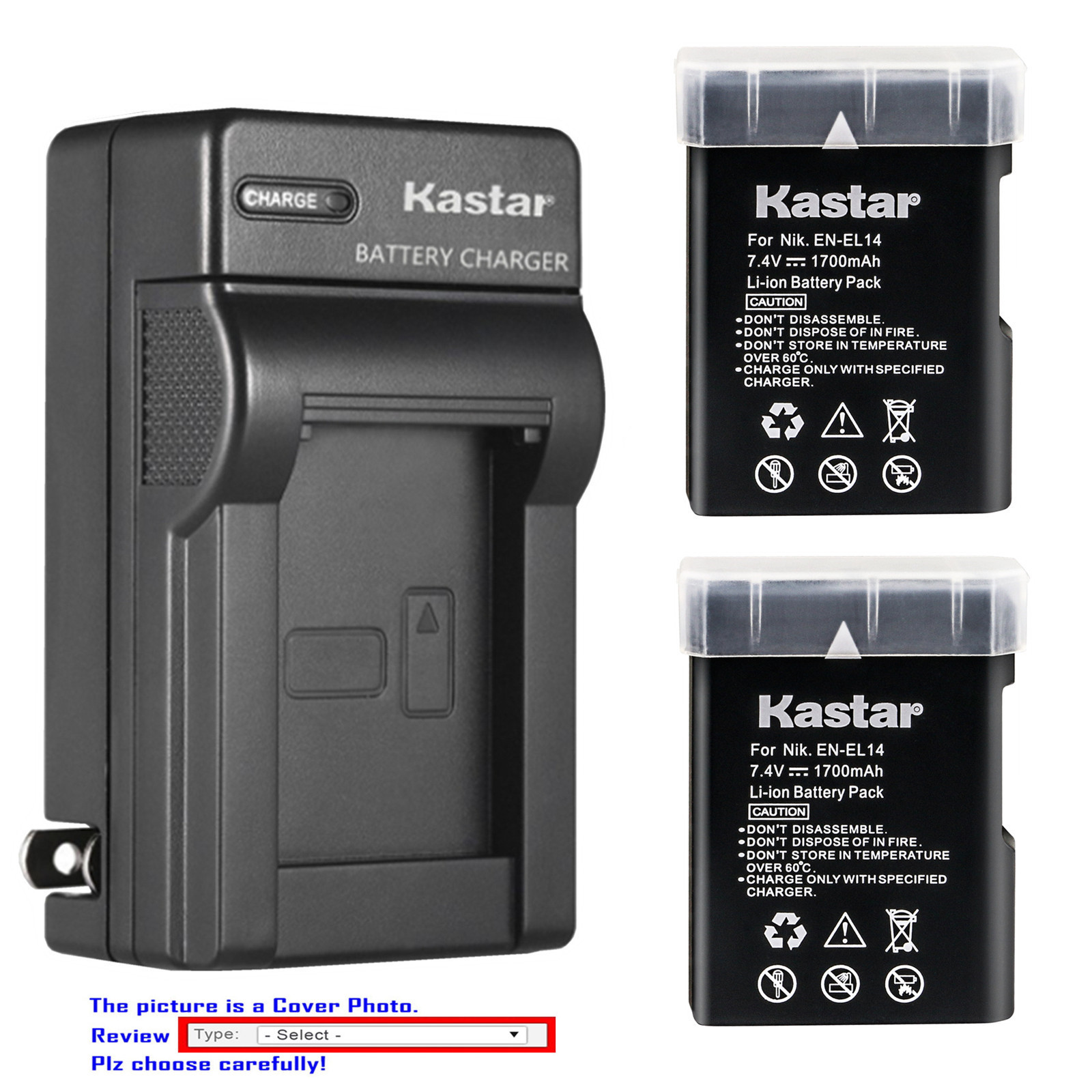 Kastar Battery Wall Charger for Nikon EN-EL14 MH-24 & Nikon D3100 DSLR Camera