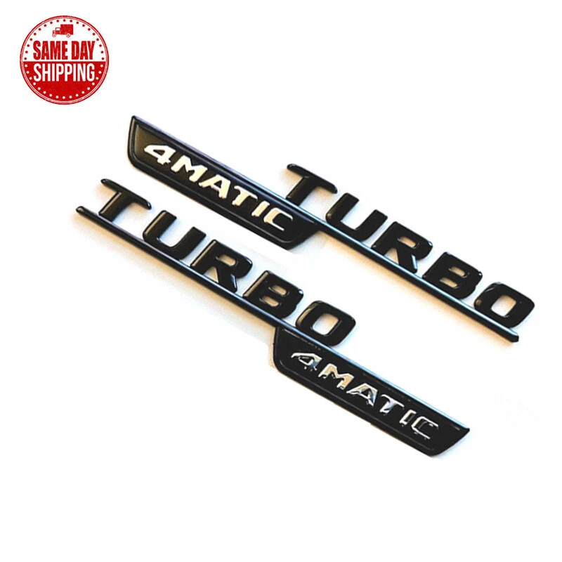 Guardabarros TURBO 4MATIC emblema AMG insignia negra brillante para Mercedes A35 CLA45 GLA45 Foto 2 de 3