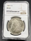 1880 S $1 Morgan Dollar Coin NGC MS62 VAM 6 Doubled Date Variety Coin Medium S
