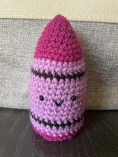 NEW HAND CROCHET PURPLE CRAYON HANDMADE- 6" TALL X 3" WIDE GREAT FOR TEACHERS