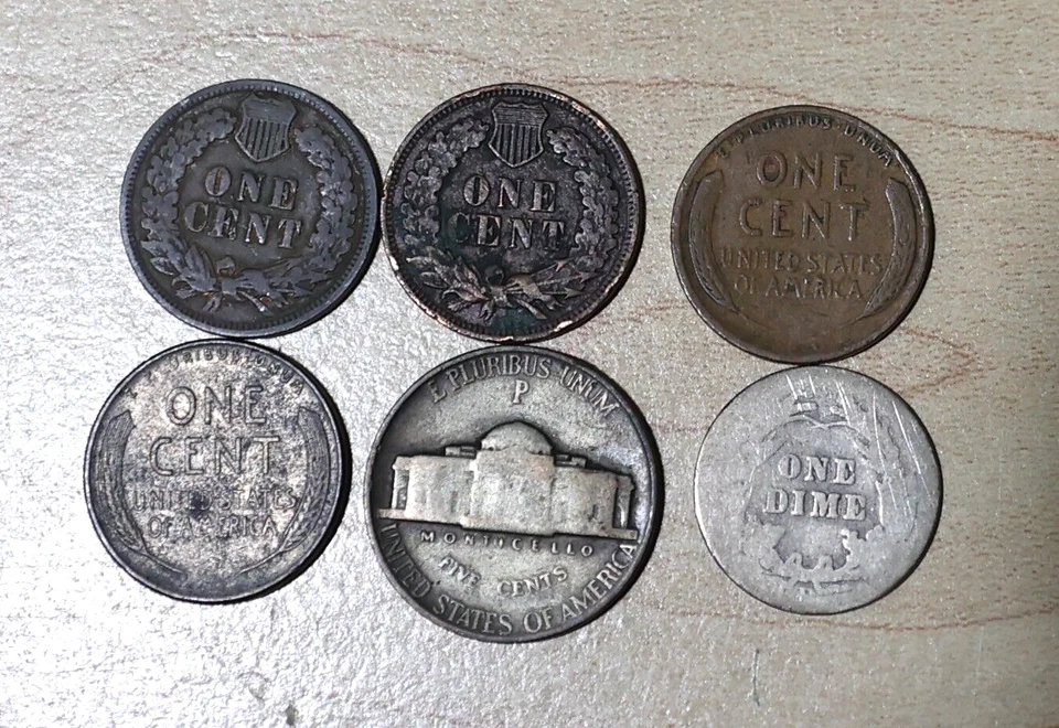 1903 & 1907 Indian Cent-1917-P & 1956-D 1c-1942-P Silver 5c-1908-D Silver 10c - Image 2 of 2