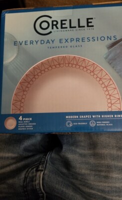 Corelle Everyday Expressions Graphic Stitch Meal Bowls Set of 4 NEW IN BOX