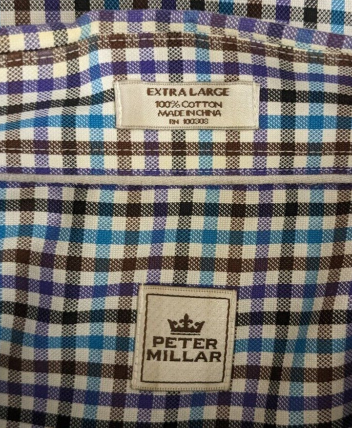 Men's "Peter Millar" Multi Colored Checked Long S… - image 3