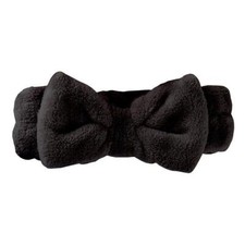 Black Plush Bow Spa Polyester Headband One Size Fits Most Pack of 4