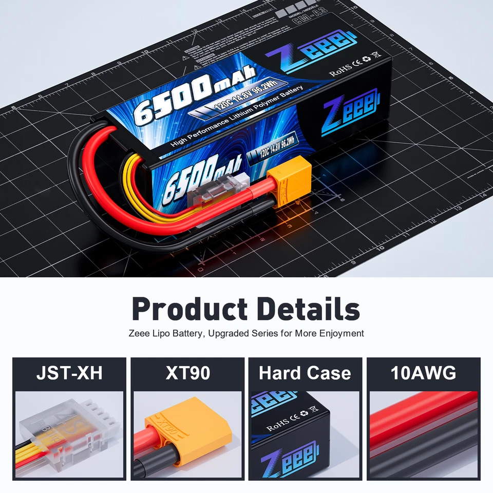 2x Zeee 14.8V 4S Lipo Akku 120C 6500mAh XT90 Hardcase für RC Auto Flugzeug Boat - Bild 2 von 4