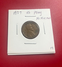 1937 US PENNY MÜNZE Ohne Prägestempel - Schöne Münze !!!