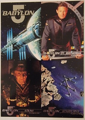1995 FLEER ULTRA ''BABYLON 5'' FOUR CARD UNCUT PROMO SHEET-ORIGINAL-NOS-