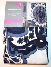 Essential Home Polyester/Cotton Fabric Shower Curtain Willow Blue - 72 x 72 in