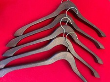 Set of 5 Vintage Wooden Hangers, Dark Brown swivel hooks,16.5" across