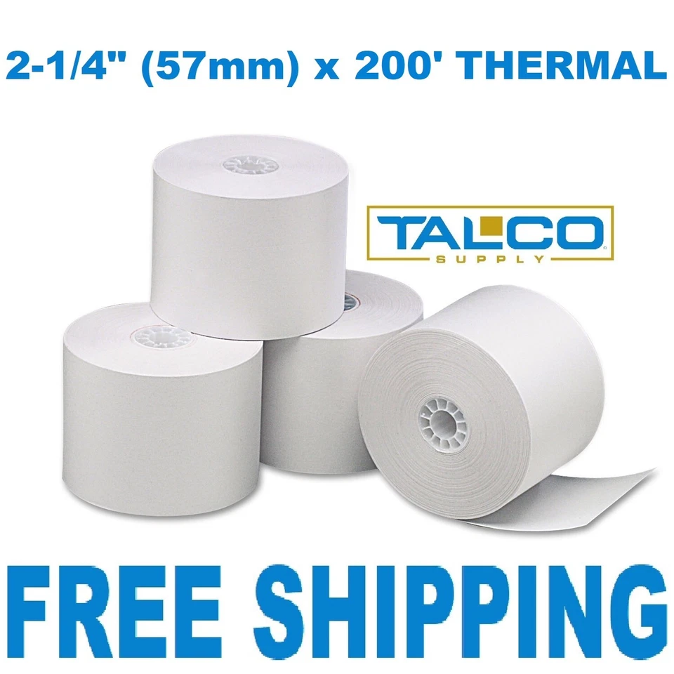 TALCO SUPPLY (50) SAM4S (2-1/4" x 200') THERMAL CASH REGISTER PAPER ROLLS ~FREE SHIPPING~