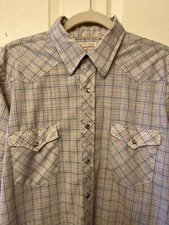 Vintage 60s Wrangler Size Large Western Pearl Snap USA Cowboy Rockabilly