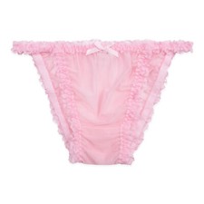 Sheer Frilly Sissy Sheer Nylon Tanga Knickers Briefs Bikini Panties Sizes S-XXL