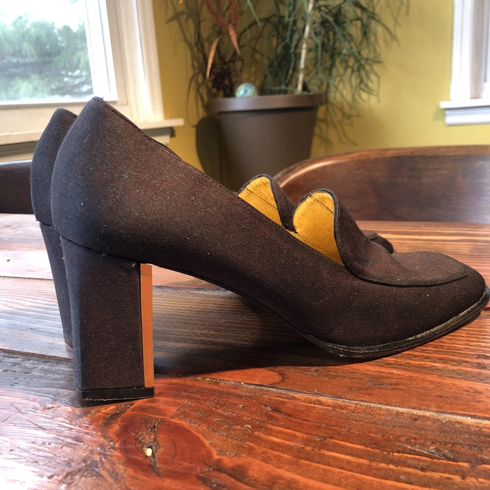 Женские винтажные туфли Fendi размер 8 черные голы сделано в Италии подлинный - Изображение 4 из 4