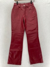 Vintage Newport News Leather Pants Women's 4P Petite Red Bootcut High Waisted