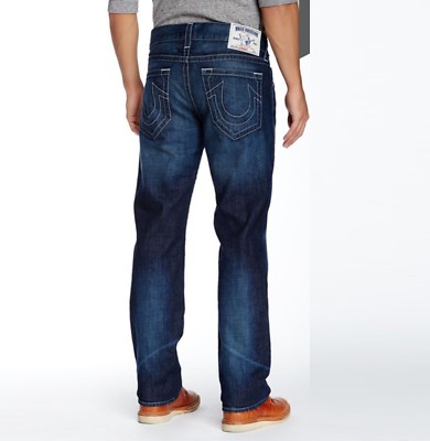 $250 TRUE RELIGION NAT Basic Straight Leg Dark Wash Denim Men's