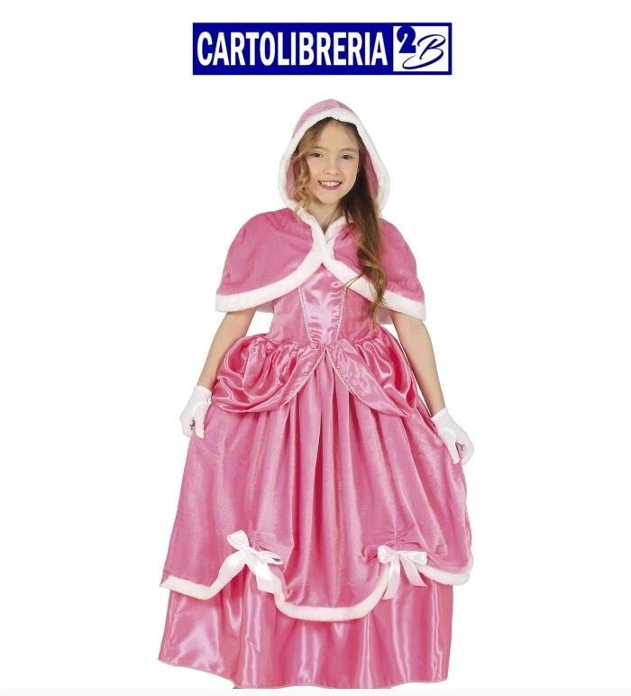 Abito Da Principessa Per Bambina In Cotone E Tulle Rosa, Fascia Età 2-7 Anni (Taglie 100-140)
